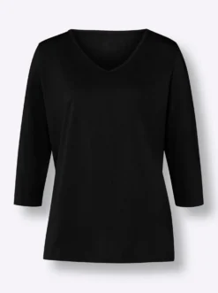 3/4-Arm-Shirt mit V-Ausschnitt
