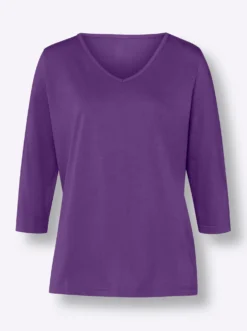 3/4-Arm-Shirt mit V-Ausschnitt