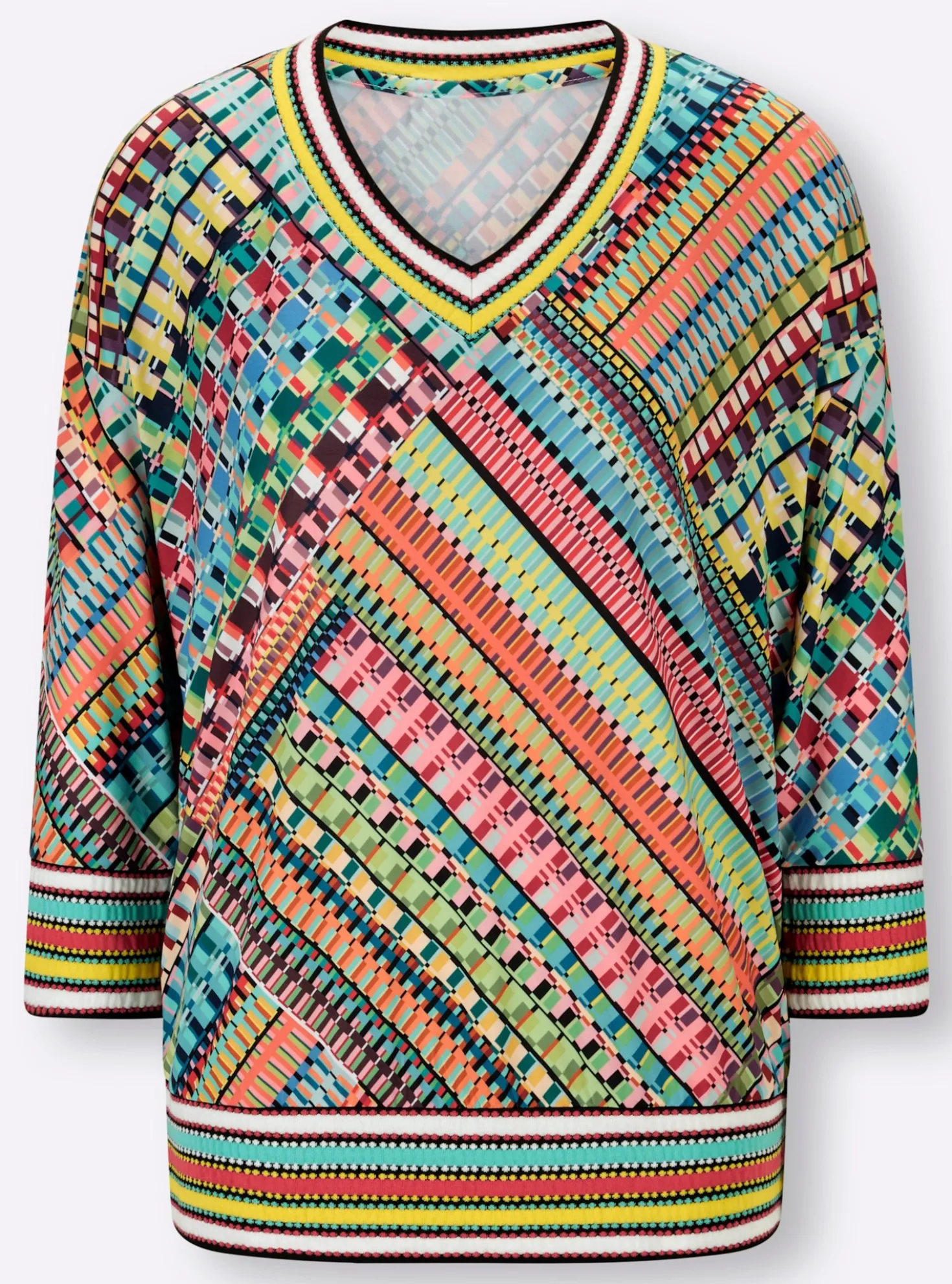 3/4-Arm-Shirt mit V-Ausschnitt