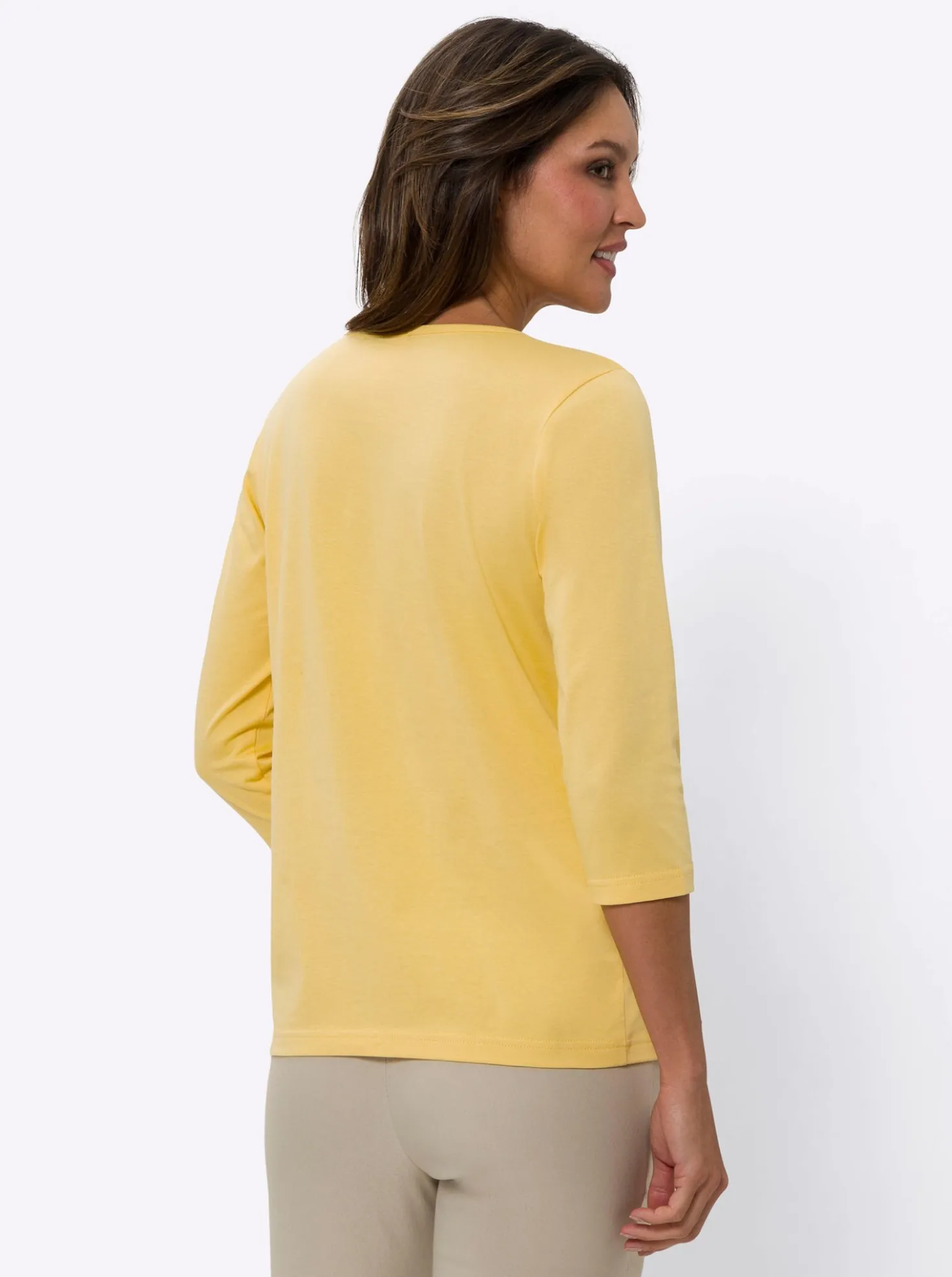 3/4-Arm-Shirt mit V-Ausschnitt