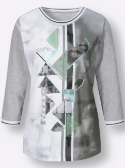 3/4-Arm-Shirt mit Web-Qualität an Ärmeln und Rücken