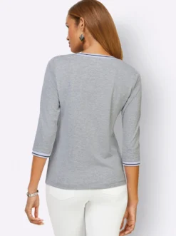 3/4-Arm-Shirt mit Web-Qualität an Ärmeln und Rücken