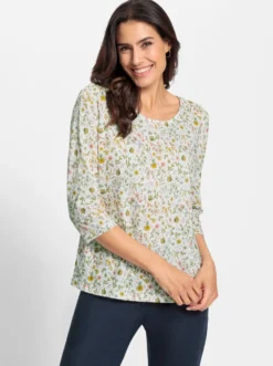 3/4-Arm-Shirt mit Wiesenblumen-Dessin