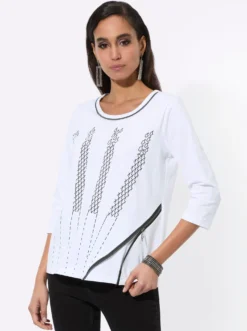 3/4-Arm-Shirt mit Zierreißverschluss