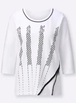 3/4-Arm-Shirt mit Zierreißverschluss