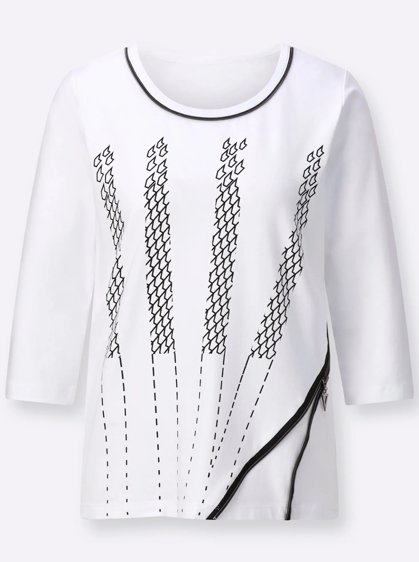 3/4-Arm-Shirt mit Zierreißverschluss