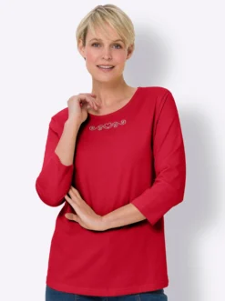 3/4-Arm-Shirt mit Ziersteinchen