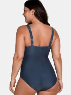 Badeanzug mit Kontrastpaspeln und Shaping-Effekt