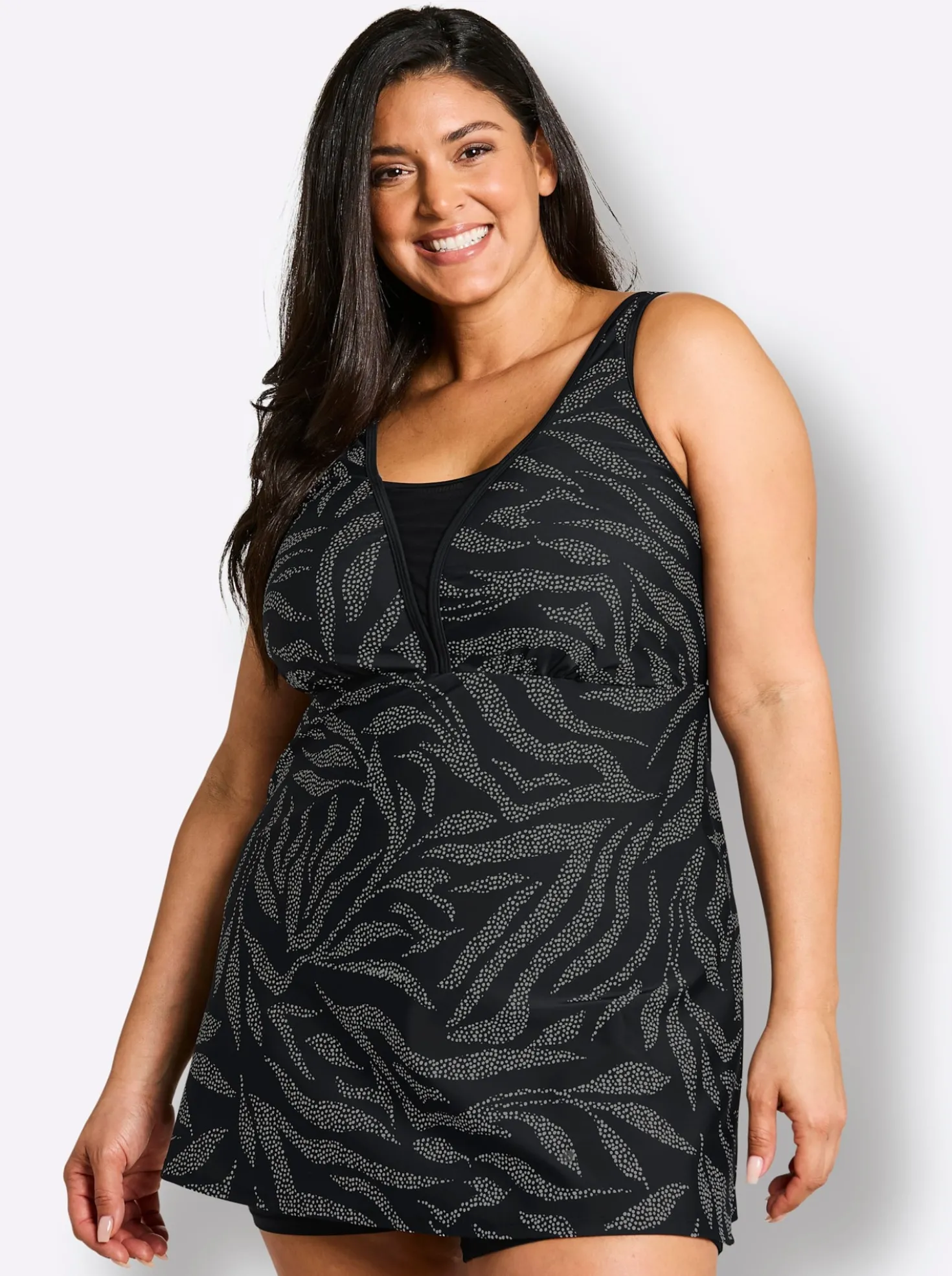 Badekleid mit Pünktchenprint