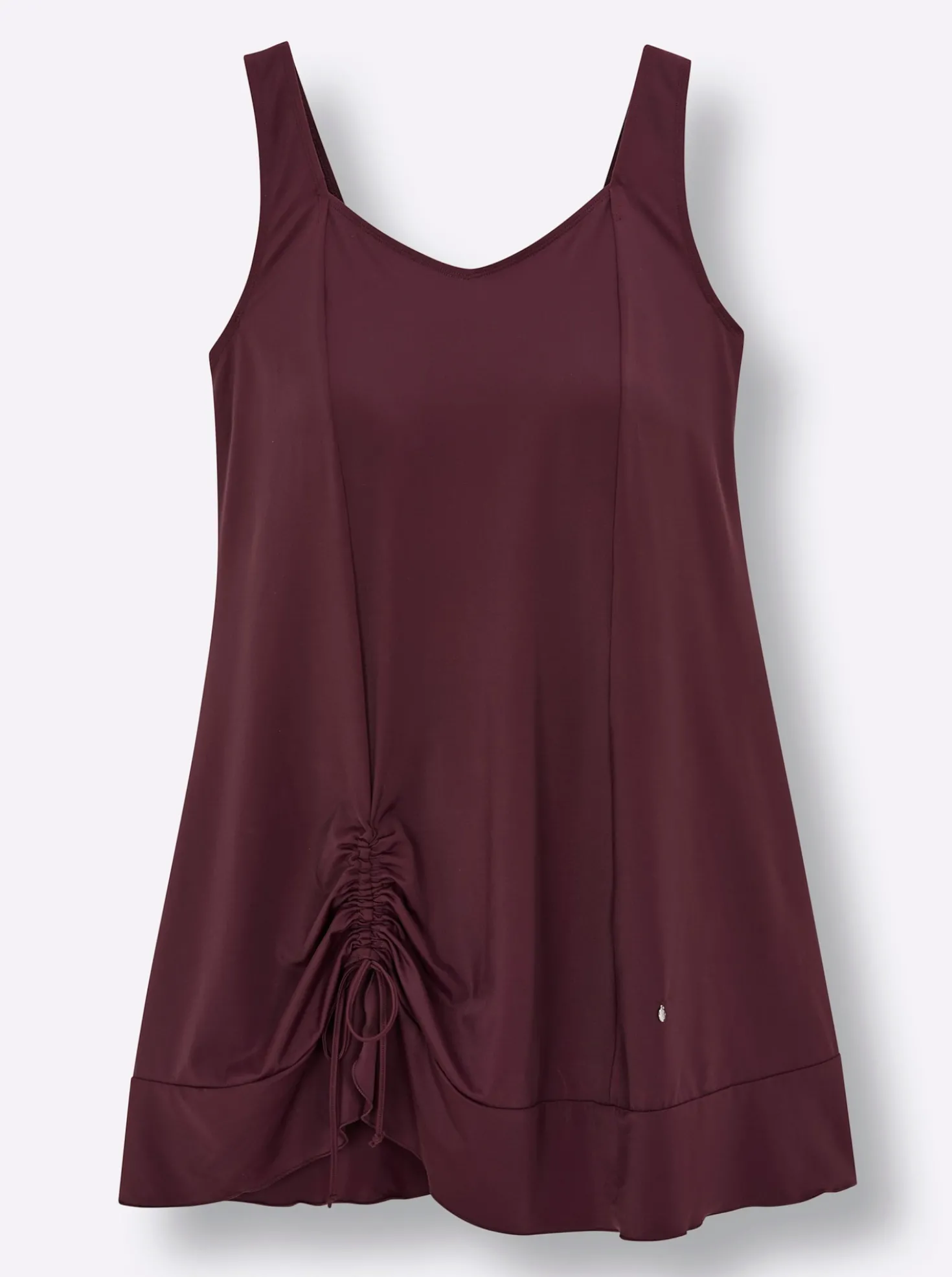 Badekleid mit Raffung am Saum
