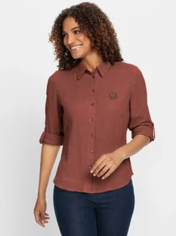 Baumwollbluse mit krempelbaren Ärmeln