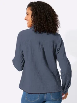 Baumwollbluse mit krempelbaren Ärmeln