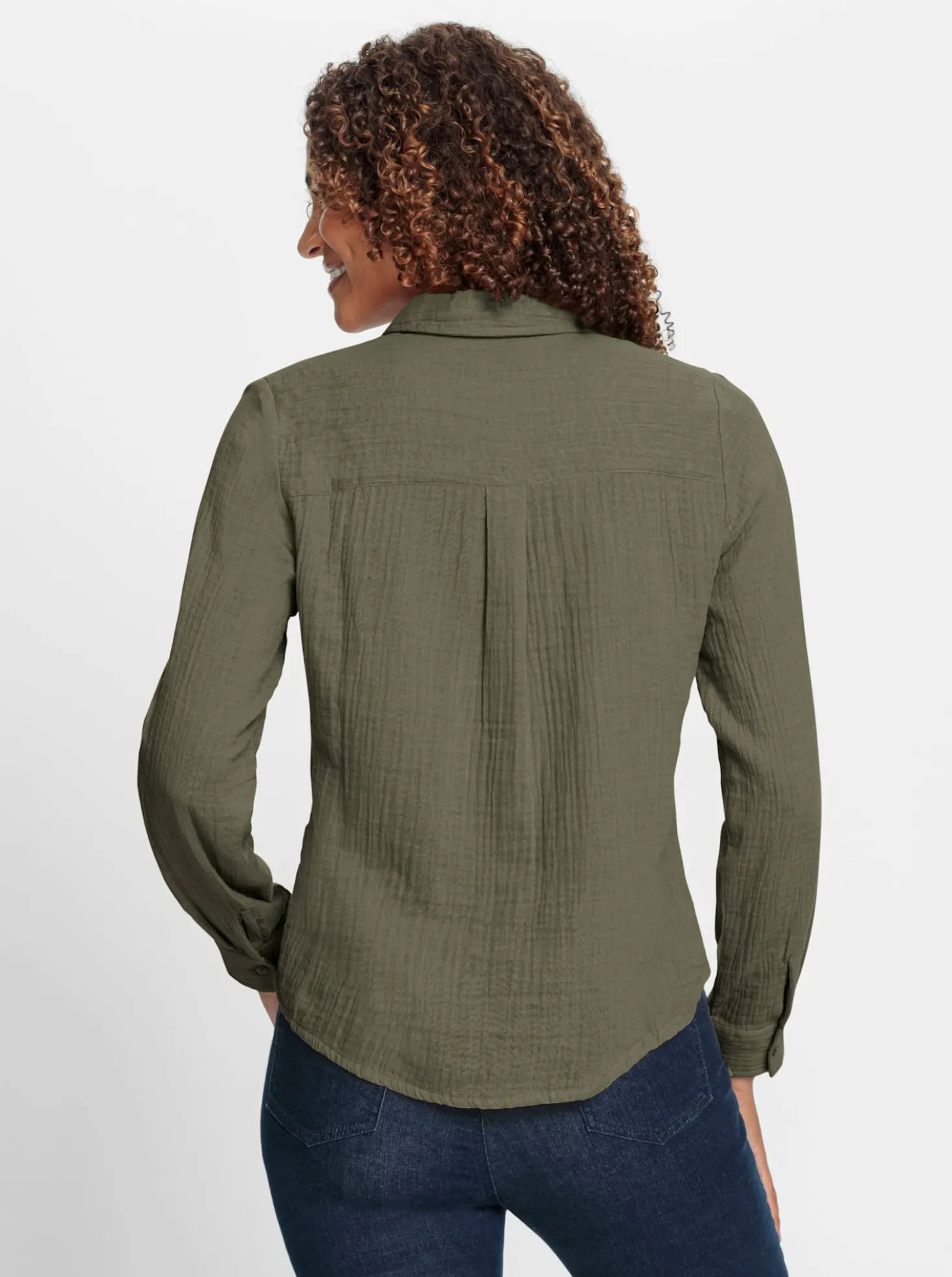 Baumwollbluse mit krempelbaren Ärmeln