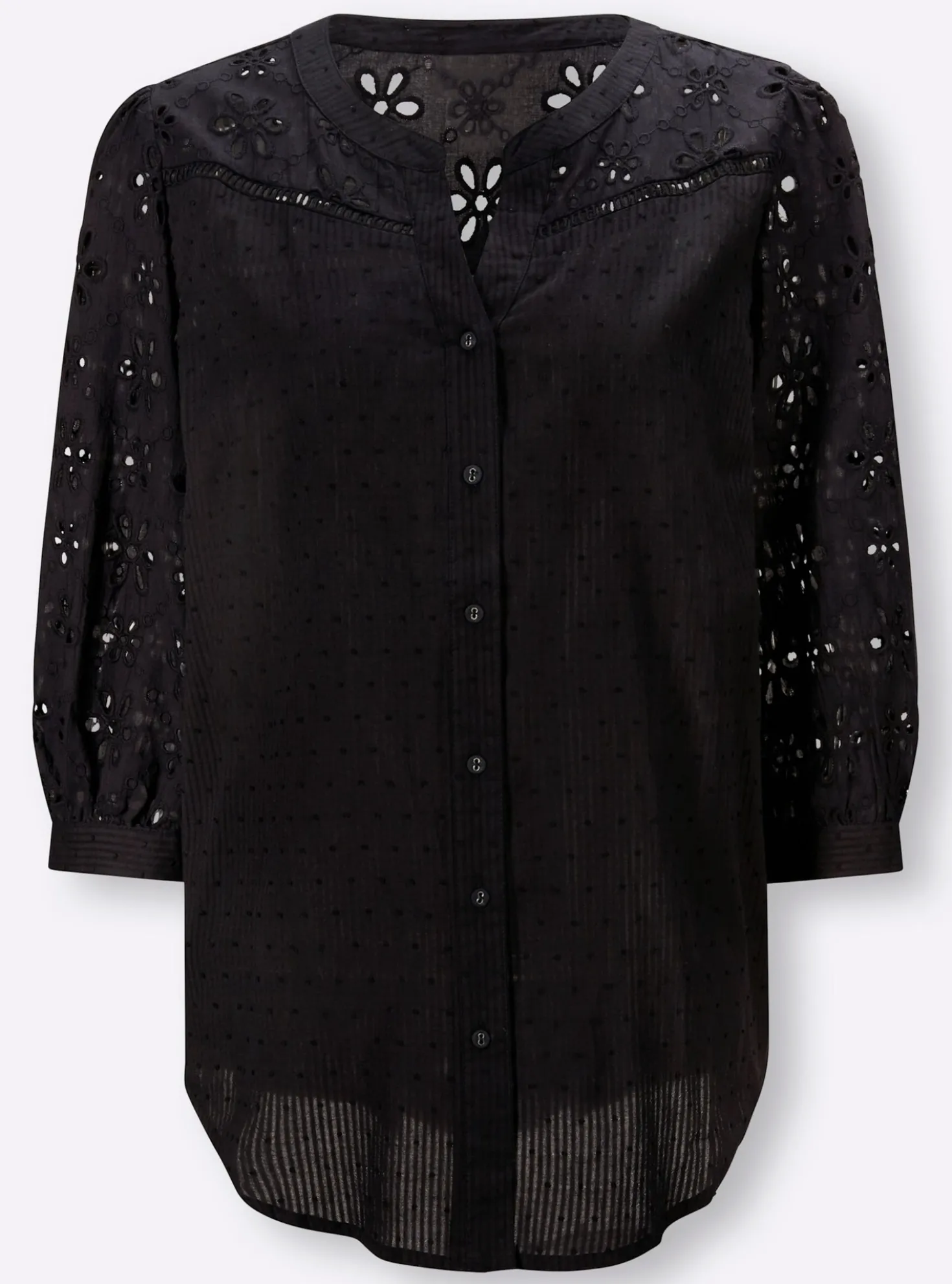 Baumwollbluse mit Lochstickerei