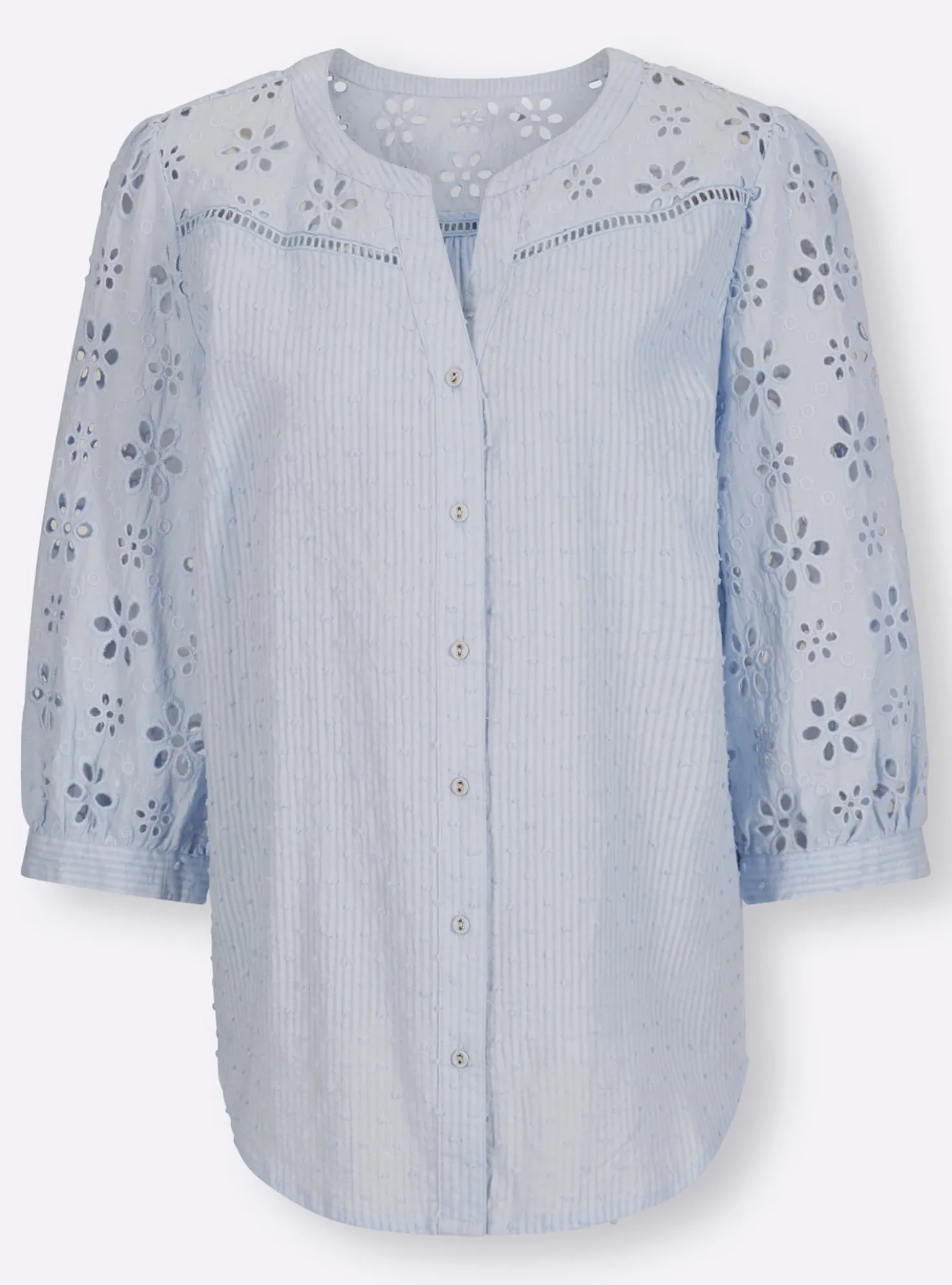 Baumwollbluse mit Lochstickerei
