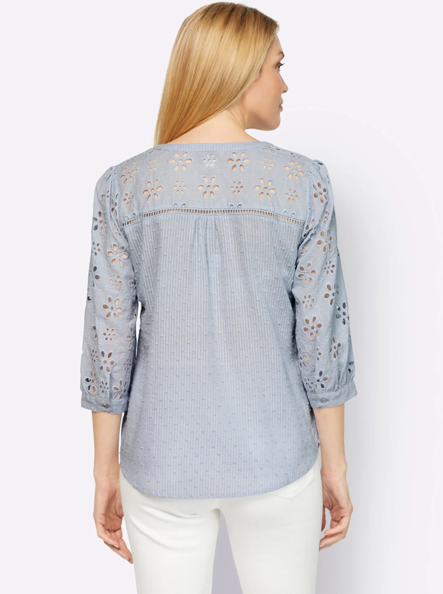 Baumwollbluse mit Lochstickerei