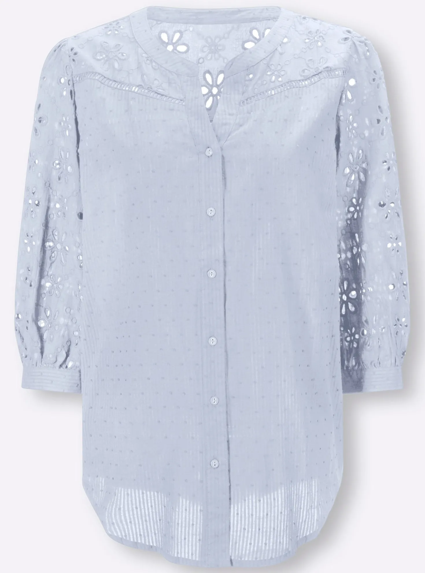 Baumwollbluse mit Lochstickerei