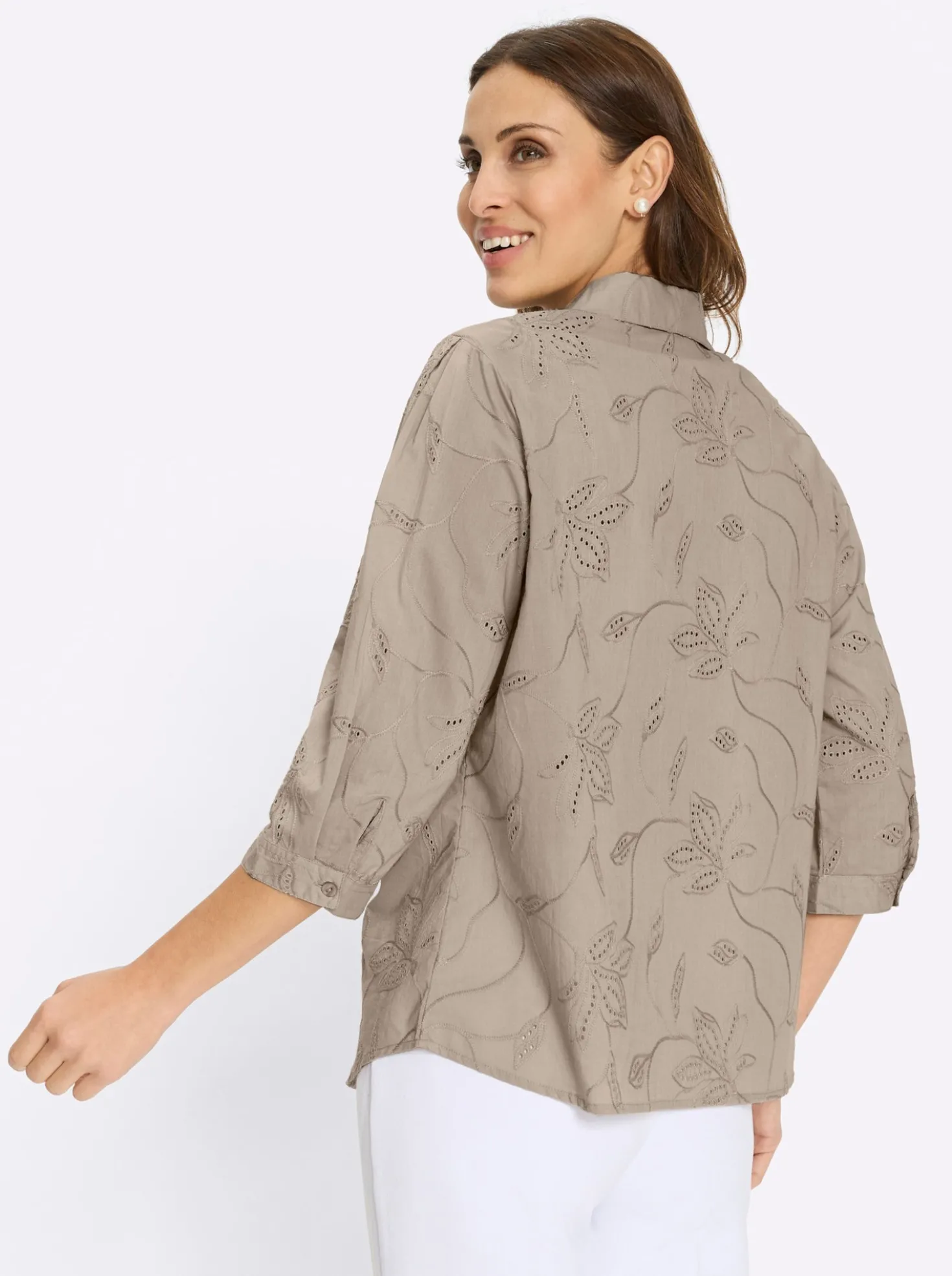 Baumwollbluse mit Madeira-Stickerei