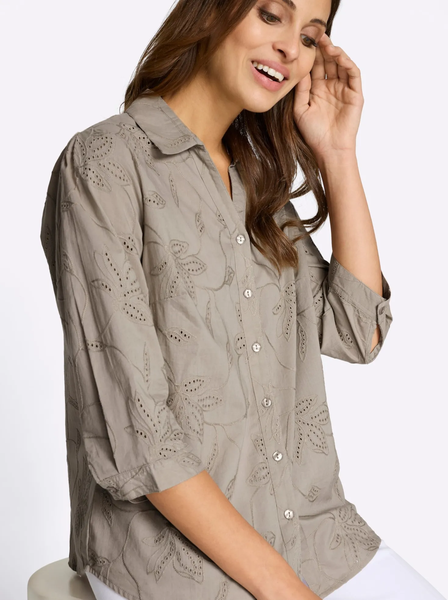 Baumwollbluse mit Madeira-Stickerei