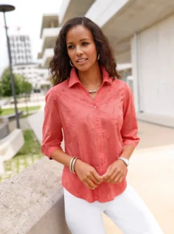 Baumwollbluse mit Madeira-Stickerei