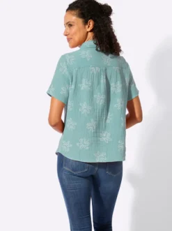 Baumwollbluse mit Palmen-Print