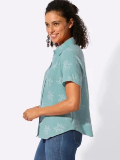 Baumwollbluse mit Palmen-Print