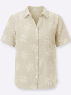 Baumwollbluse mit Palmen-Print