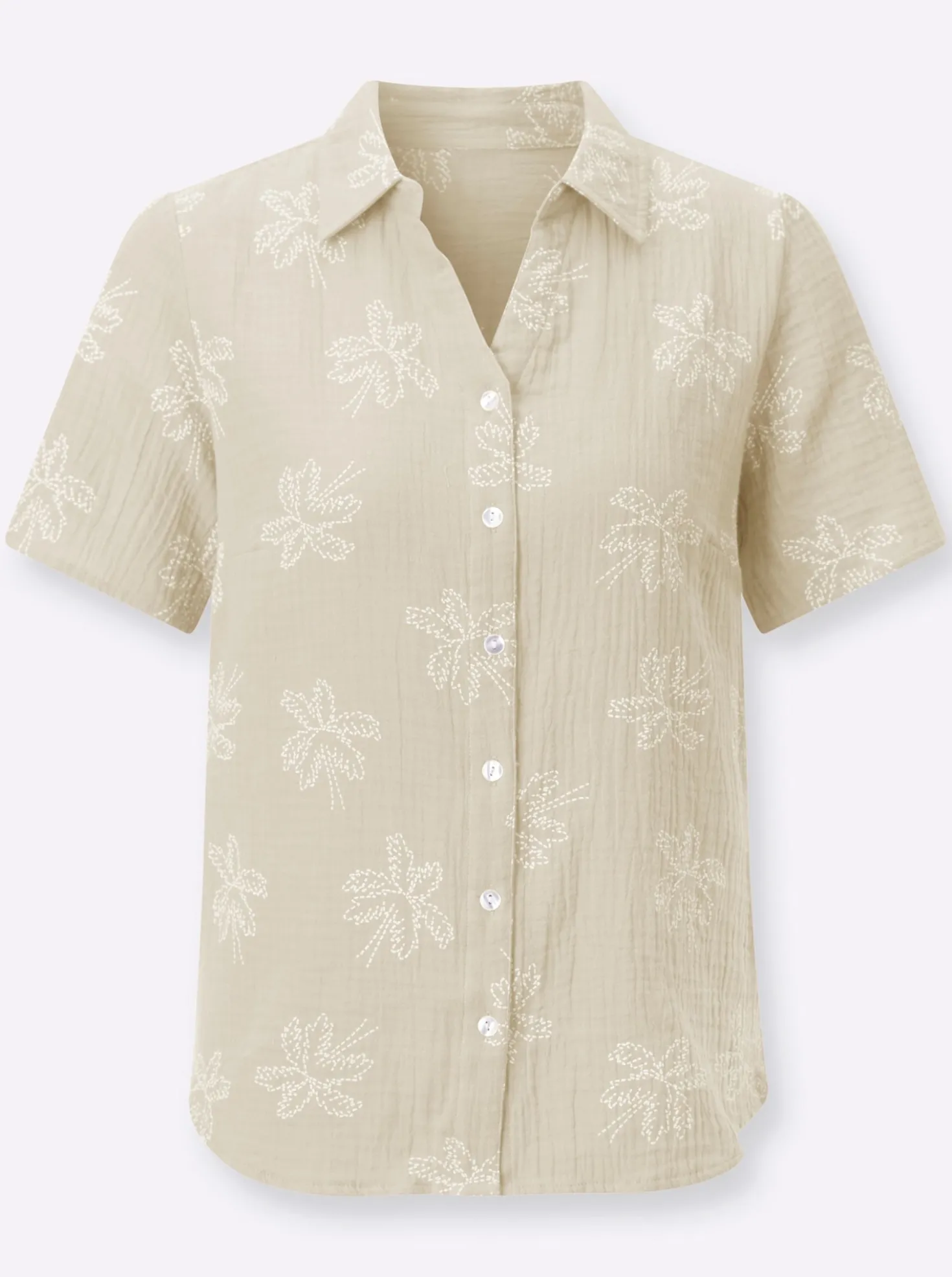 Baumwollbluse mit Palmen-Print