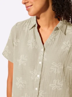 Baumwollbluse mit Palmen-Print