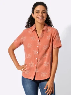 Baumwollbluse mit Palmen-Print
