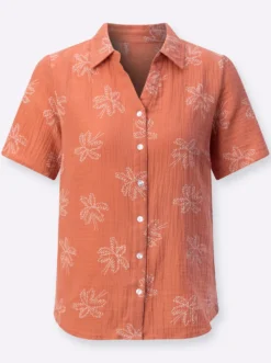 Baumwollbluse mit Palmen-Print