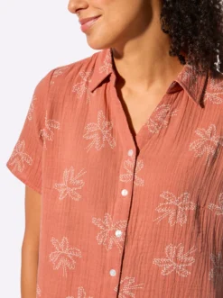Baumwollbluse mit Palmen-Print