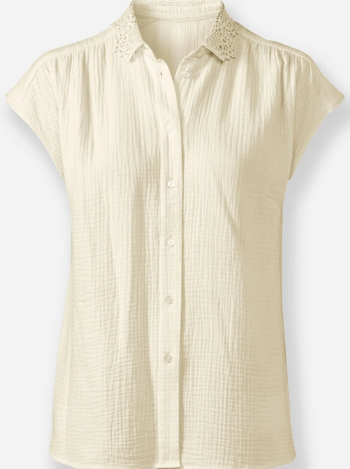 Baumwollbluse mit Spitzenkragen