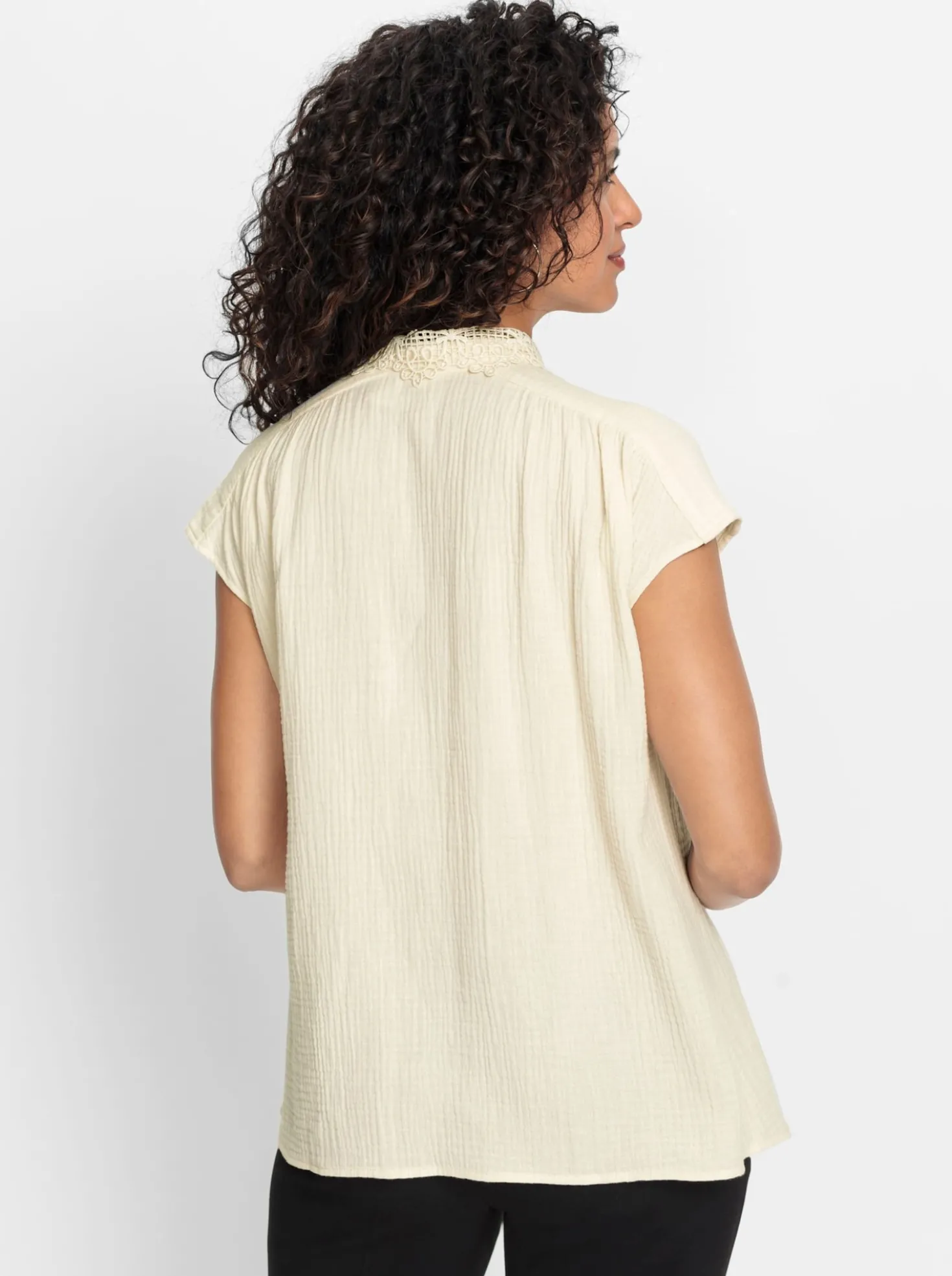 Baumwollbluse mit Spitzenkragen