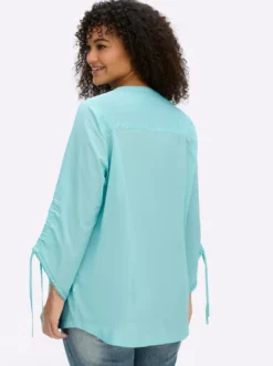 Baumwollbluse mit Spitze und Biesen