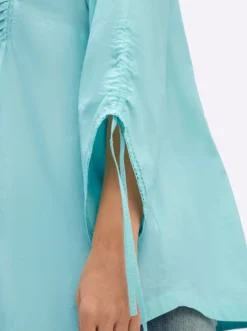 Baumwollbluse mit Spitze und Biesen