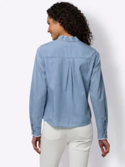 Baumwollbluse mit Stehkragen