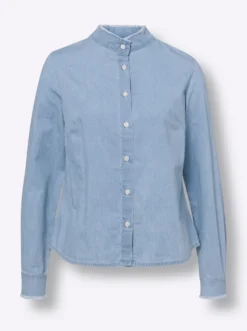 Baumwollbluse mit Stehkragen