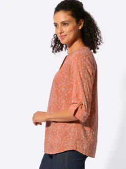 Baumwollbluse mit Stickerei rundum