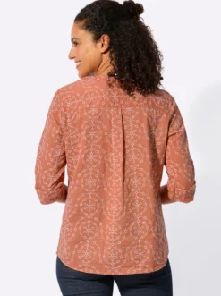 Baumwollbluse mit Stickerei rundum