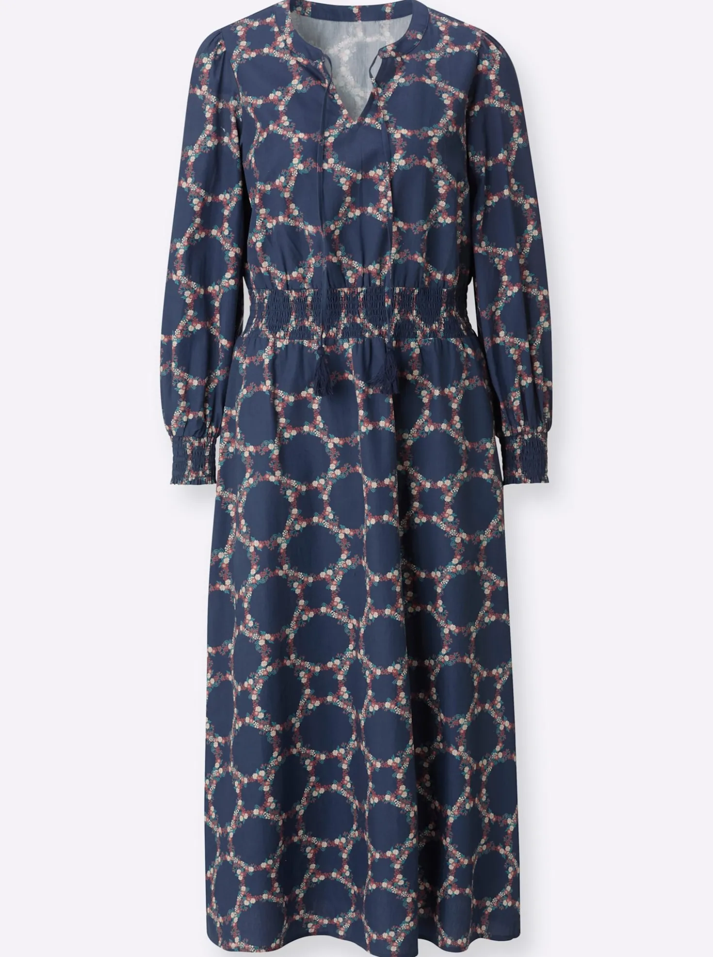 Baumwollkleid mit Smok-Details