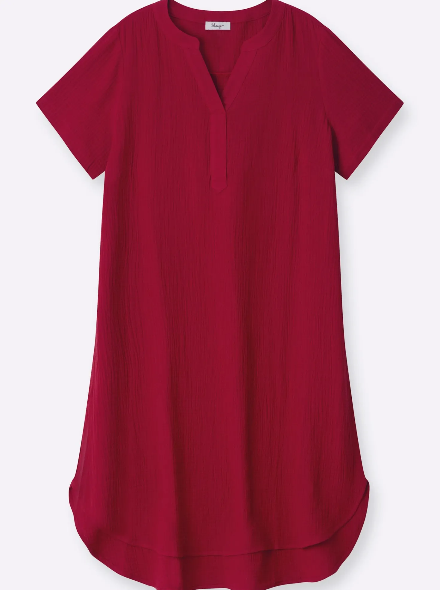 Baumwollkleid mit V-Ausschnitt und Knopfleiste
