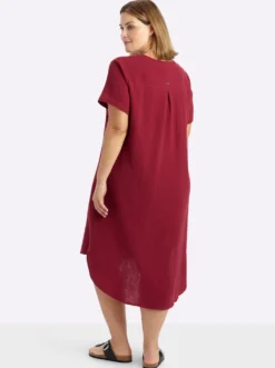 Baumwollkleid mit V-Ausschnitt und Knopfleiste