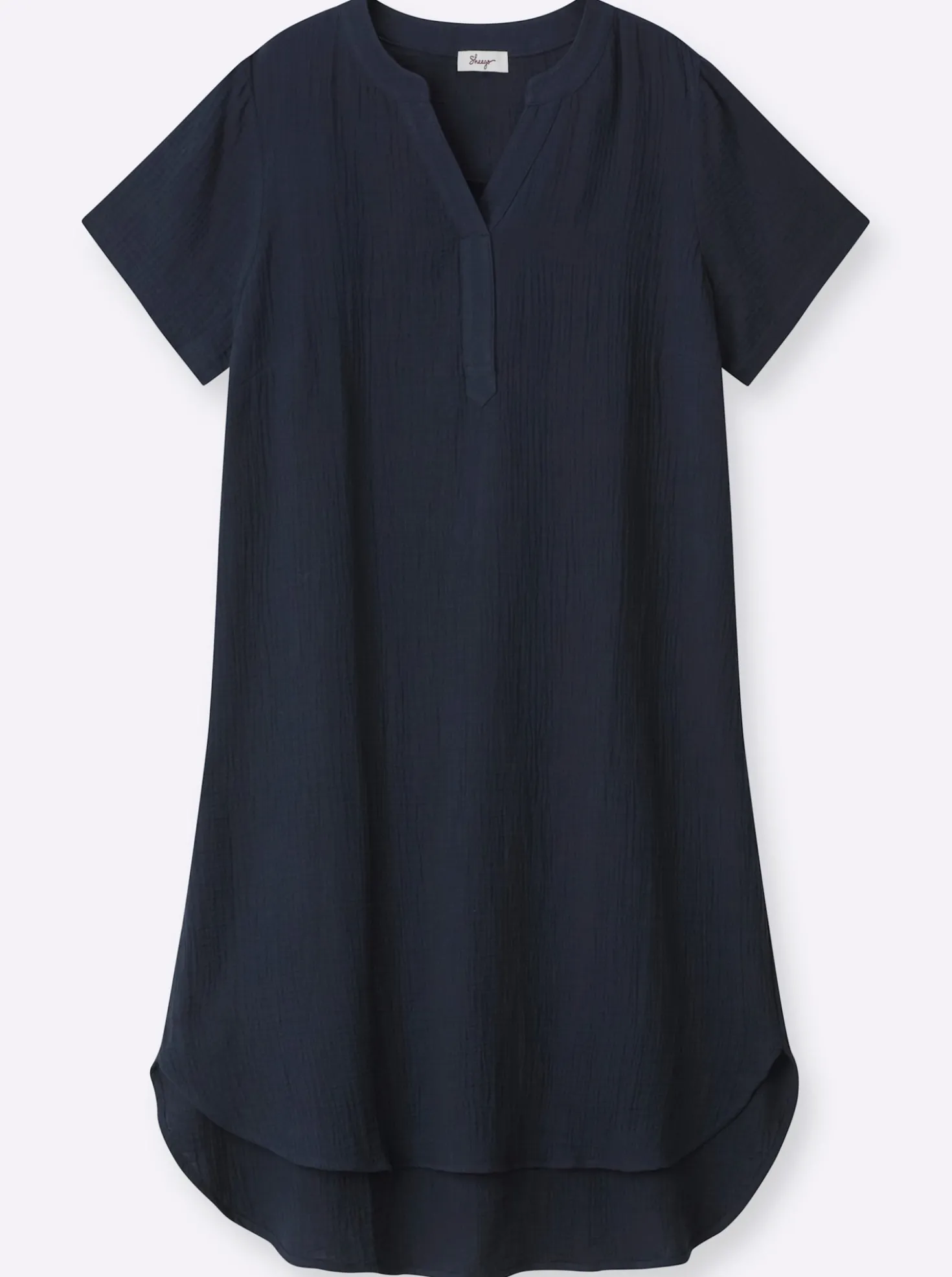 Baumwollkleid mit V-Ausschnitt und Knopfleiste