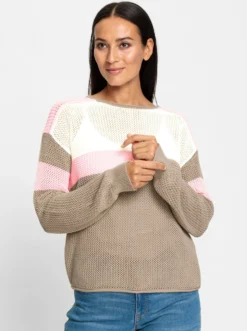 Baumwollpullover mit Blockstreifen