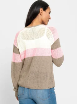 Baumwollpullover mit Blockstreifen