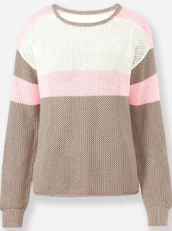 Baumwollpullover mit Blockstreifen