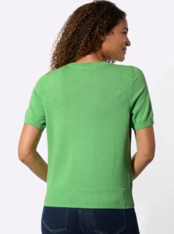 Baumwollpullover mit Ripp-Abschlüssen