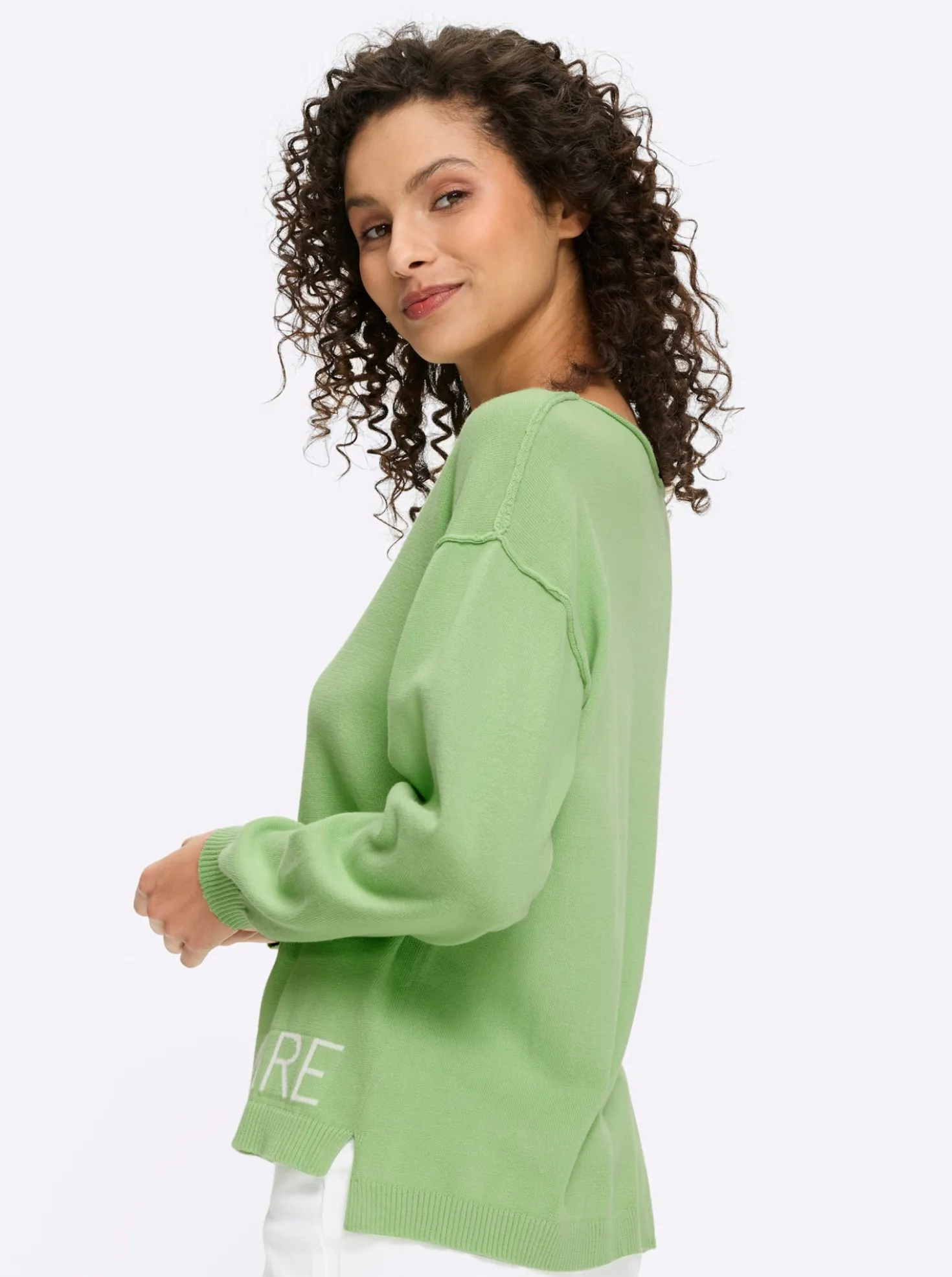 Baumwollpullover mit Seitenschlitzen