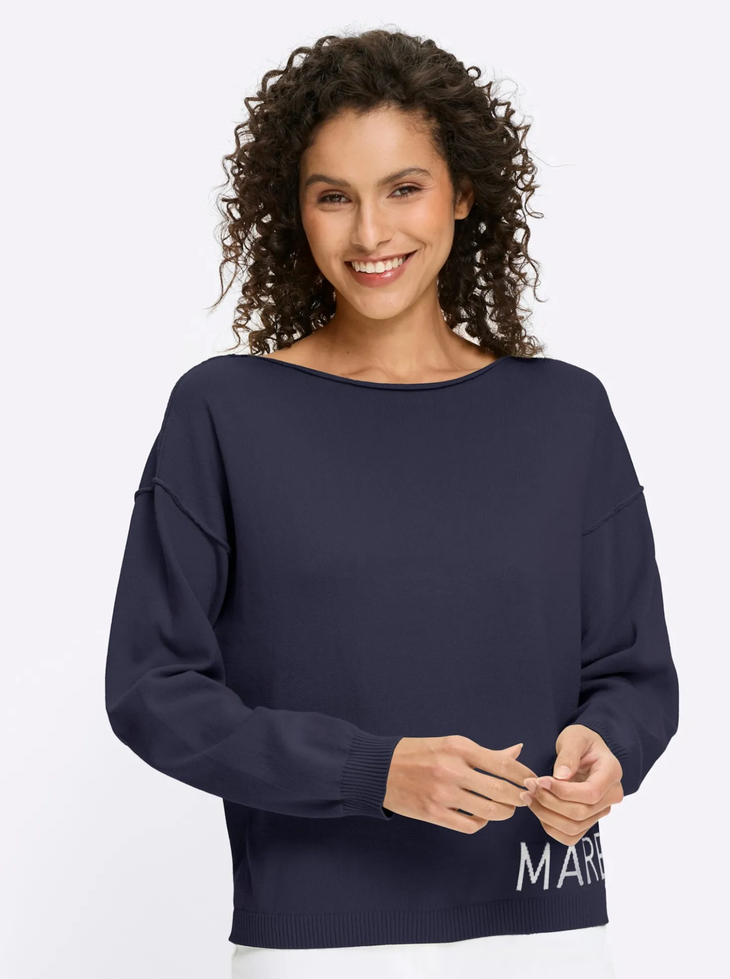 Baumwollpullover mit Seitenschlitzen